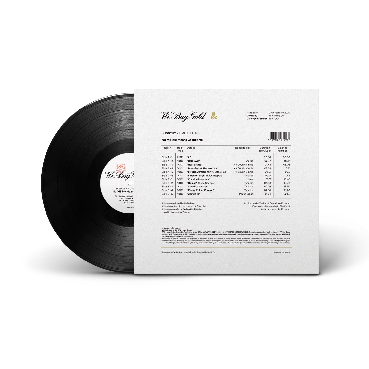 No Vi$ible Means Of Income (LP) – RRC MUSIC CO.